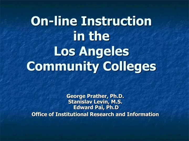 on line instruction in the los angeles community colleges