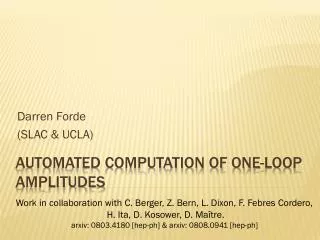 Automated Computation of One-Loop Amplitudes