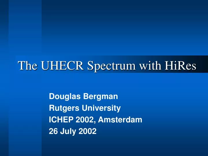 the uhecr spectrum with hires