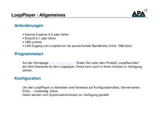 LoopPlayer / Allgemeines