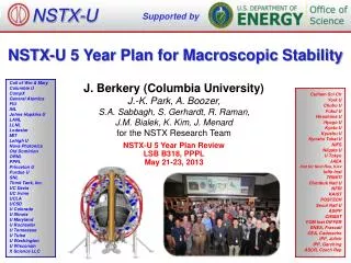 NSTX-U 5 Year Plan for Macroscopic Stability