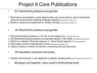 Project 9 Core Publications