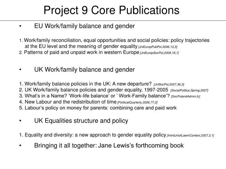 project 9 core publications