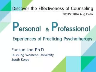 Experiences of Practicing Psychotherapy