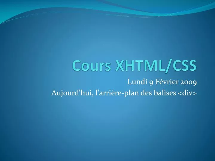 cours xhtml css