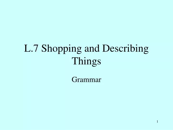 l 7 shopping and describing things