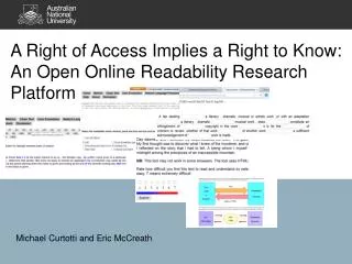A Right of Access Implies a Right to Know: An Open Online Readability Research Platform