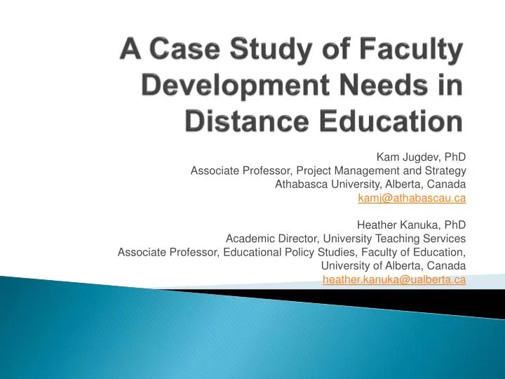a case study of faculty development needs in distance education