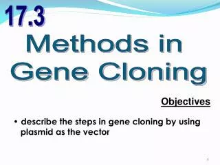 Methods in Gene Cloning