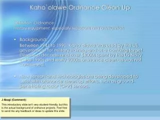 Kaho`olawe Ordnance Clean Up