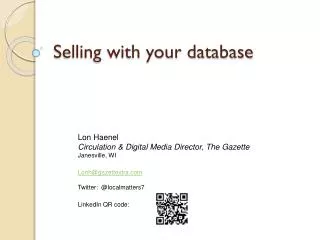 Selling with your database