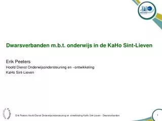 dwarsverbanden m b t onderwijs in de kaho sint lieven