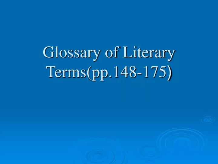 glossary of literary terms pp 148 175