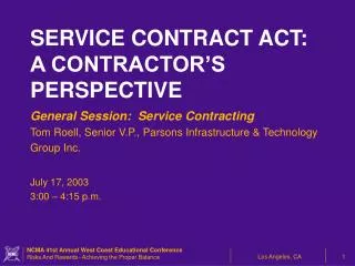 General Session: Service Contracting