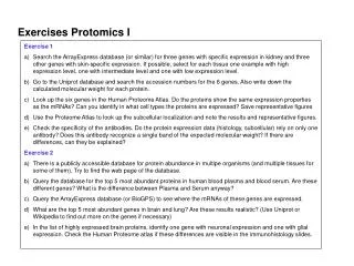 Exercises Protomics I