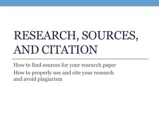 Research, Sources, and citation