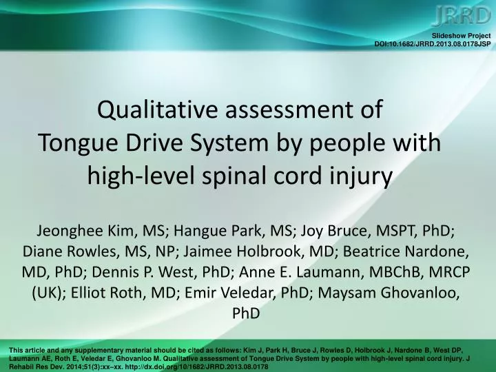 qualitative assessment of tongue drive system by people with high level spinal cord injury