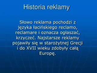 historia reklamy