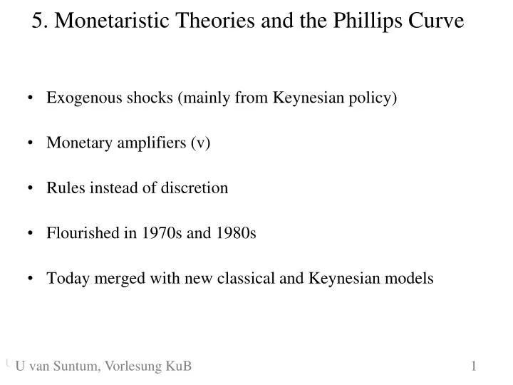 5 monetaristic theories and the phillips curve