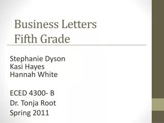 Business Letters Fifth Grade