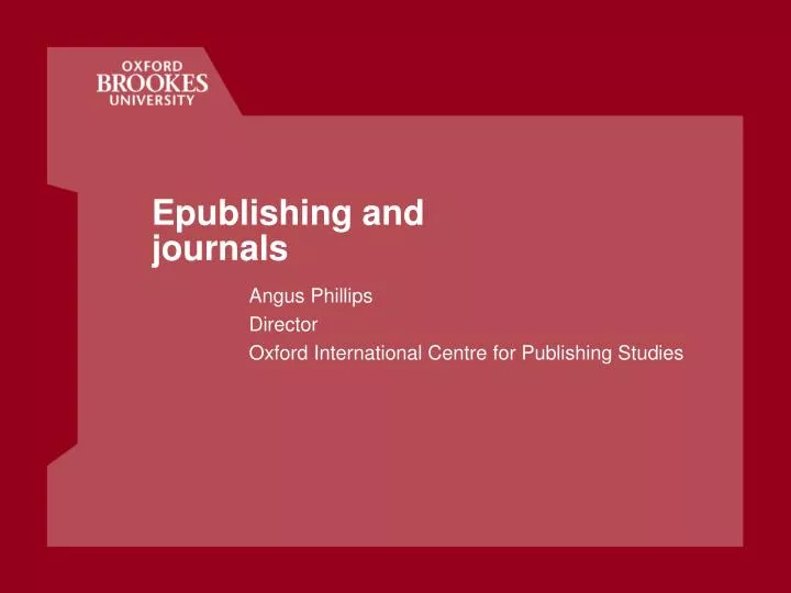 epublishing and journals