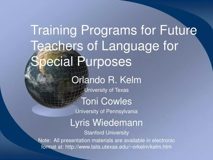 training programs for future teachers of language for special purposes