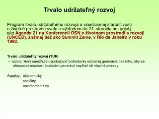 trvalo udr ate n rozvoj