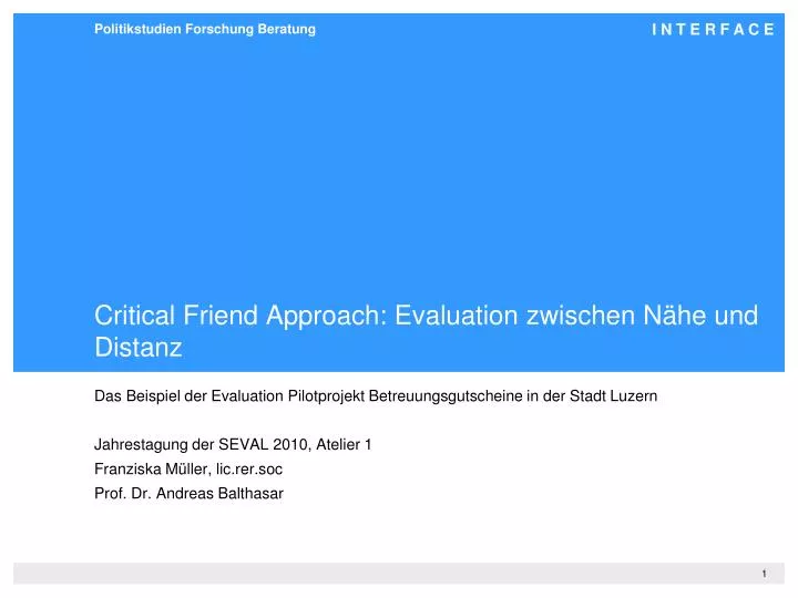critical friend approach evaluation zwischen n he und distanz