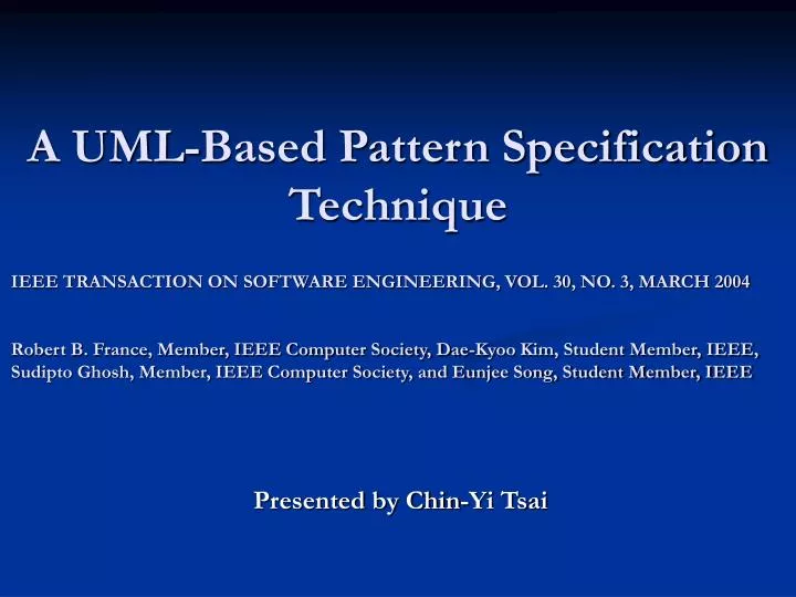 a uml based pattern specification technique