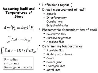Measuring Radii and Temperatures of Stars