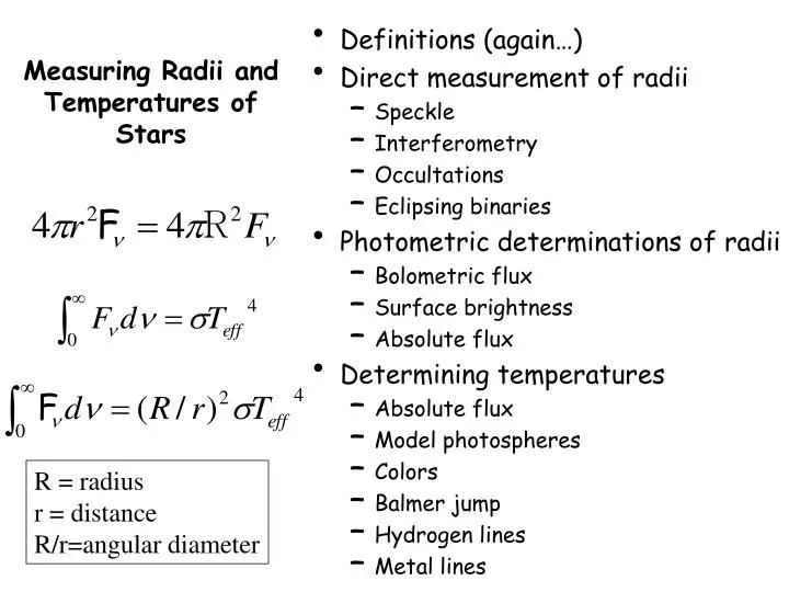 measuring radii and temperatures of stars