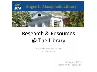 Research &amp; Resources @ The Library