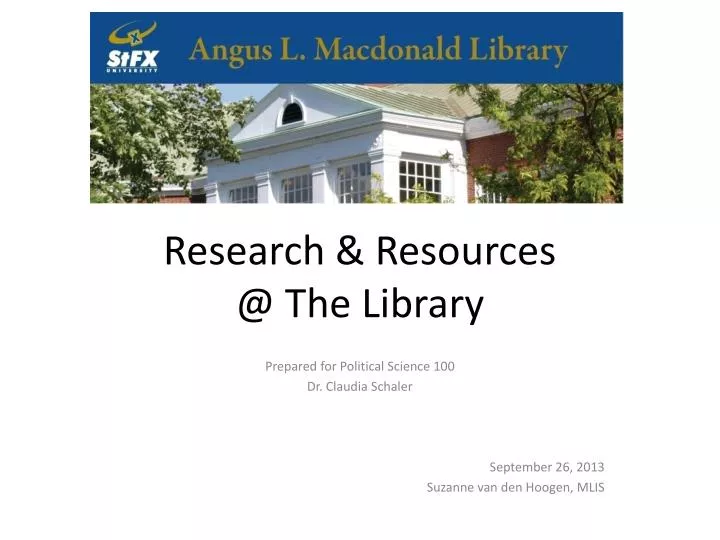research resources @ the library