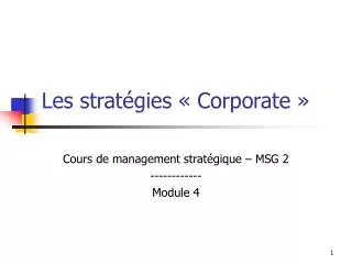 les strat gies corporate