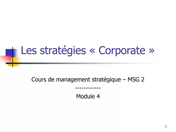 les strat gies corporate