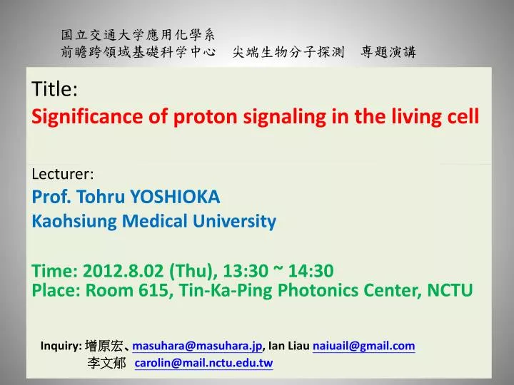 title significance of proton signaling in the living cell
