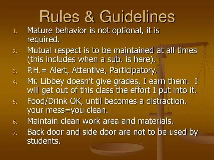 rules guidelines