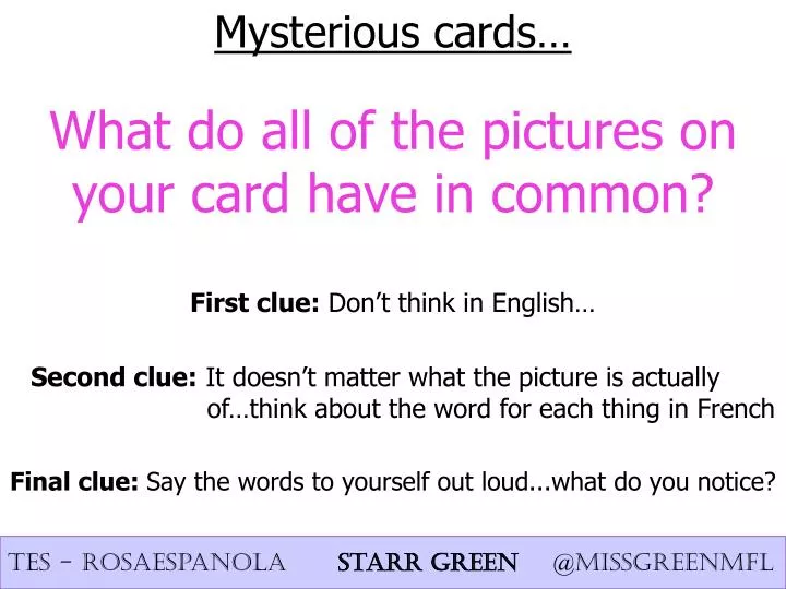 mysterious cards what do all of the pictures on your card have in common