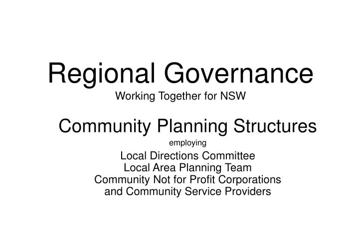 regional governance working together for nsw