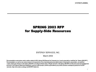 SPRING 2003 RFP for Supply-Side Resources