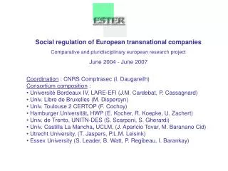 Social regulation of European transnational companies