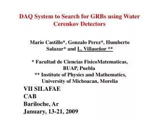 DAQ System to Search for GRBs using Water Cerenkov Detectors