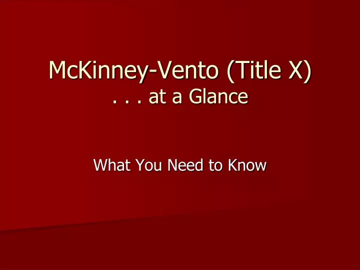 mckinney vento title x at a glance