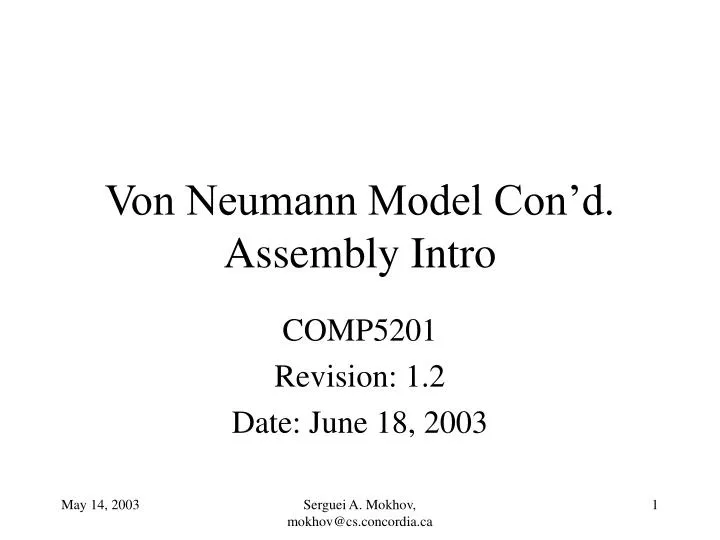 von neumann model con d assembly intro