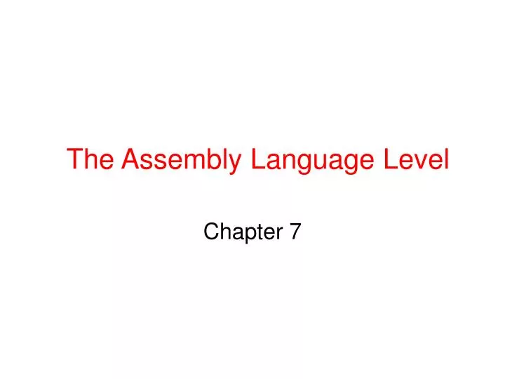 the assembly language level