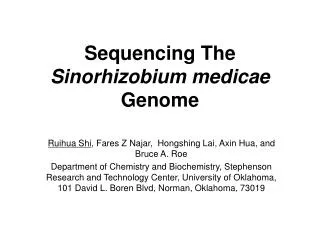 Sequencing The Sinorhizobium medicae Genome