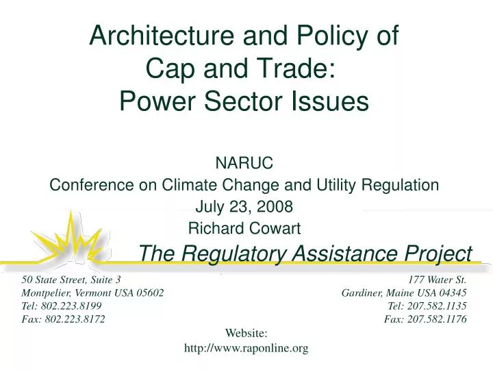 architecture and policy of cap and trade power sector issues