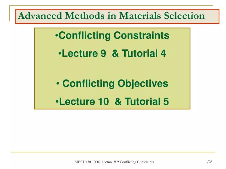 advanced methods in materials selection
