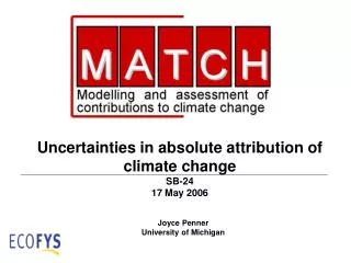 Uncertainties in absolute attribution of climate change SB-24 17 May 2006