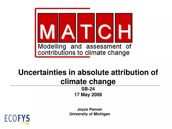 uncertainties in absolute attribution of climate change sb 24 17 may 2006